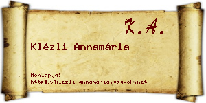 Klézli Annamária névjegykártya